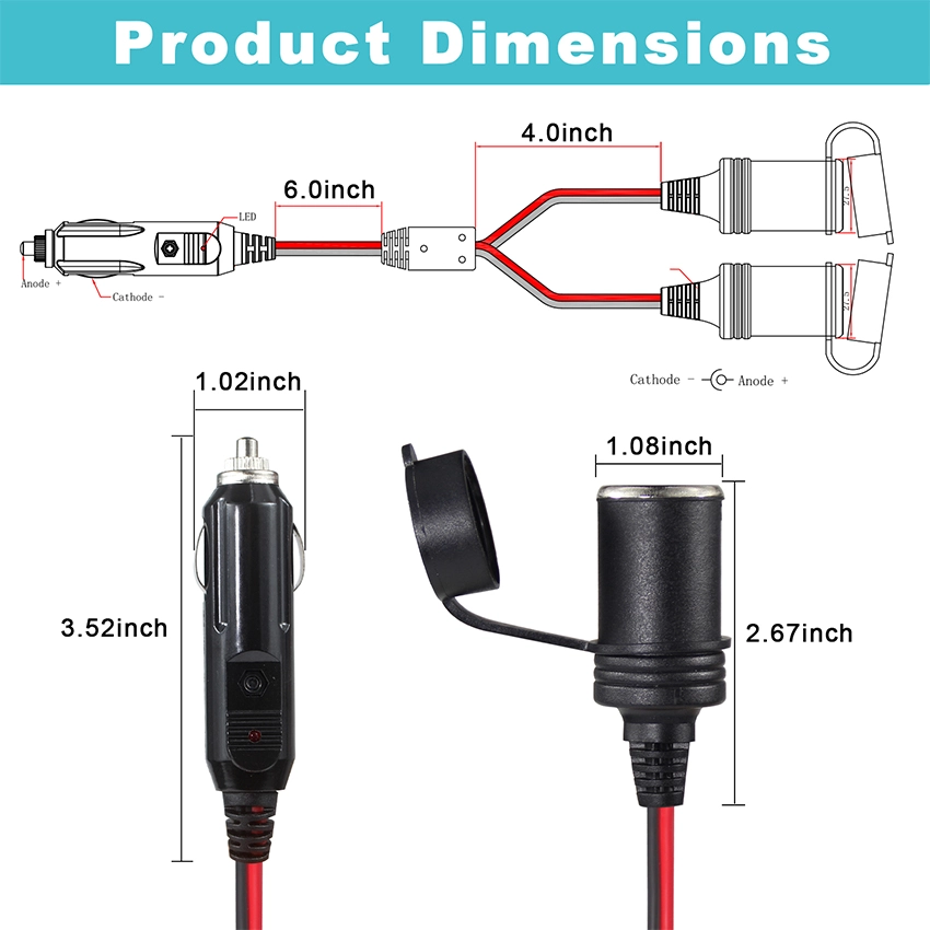 2-Way Cigarette Lighter Splitter (Y-Cable)