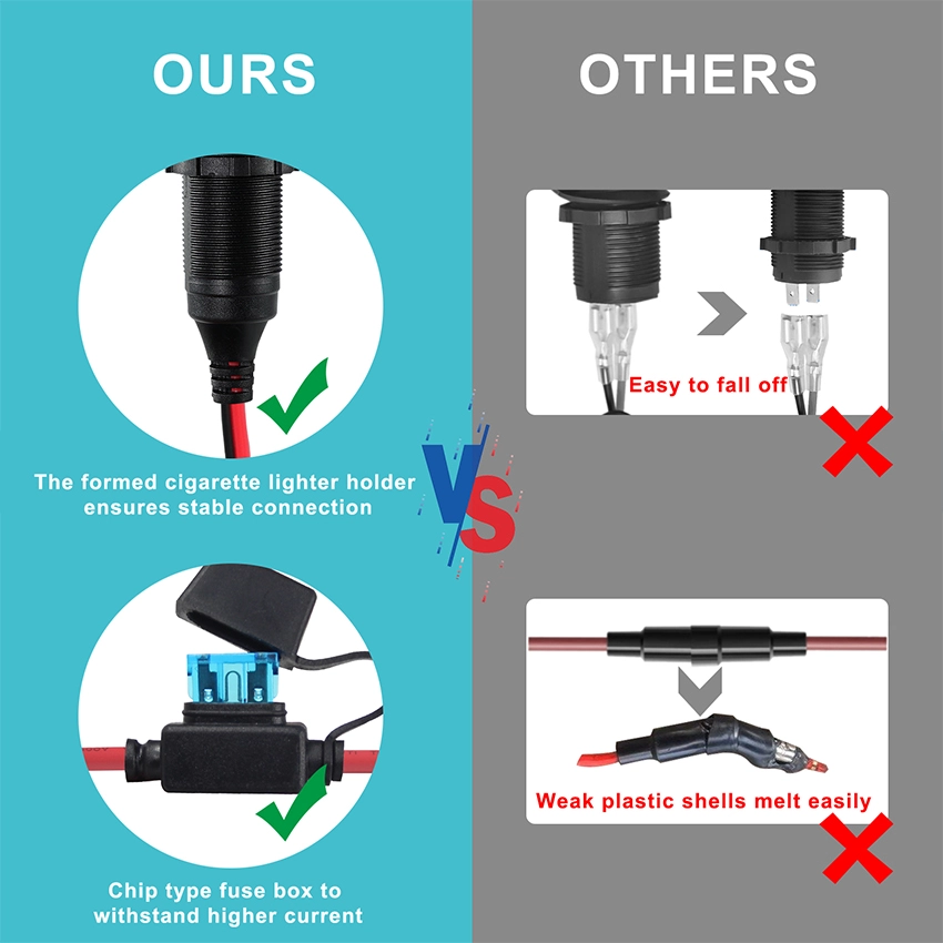 12V Car Female Socket with Fuse and Eyelet Terminal
