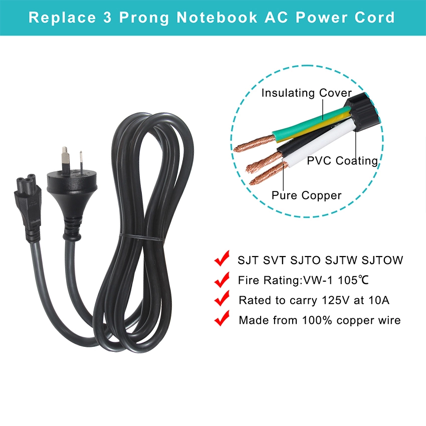 AS/NZS 3112 to IEC C5 Power Cord