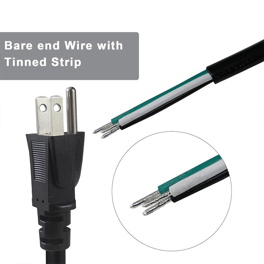 NEMA5-15P to stripped and tinned Power Cord