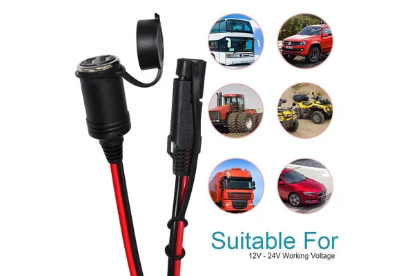 SAE to cigarette lighter female socket