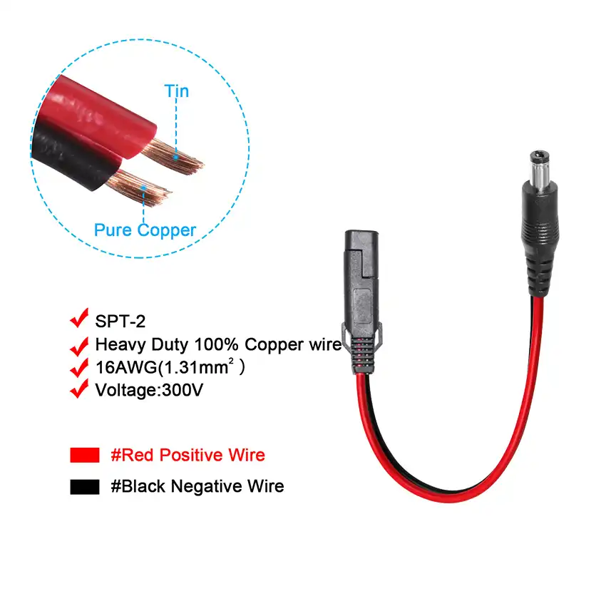 SAE to DC 5.5mm x 2.1mm adapter
