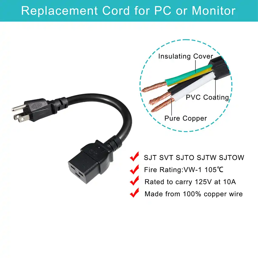 nema 5 15p to c19 nema 5 15p to c19
