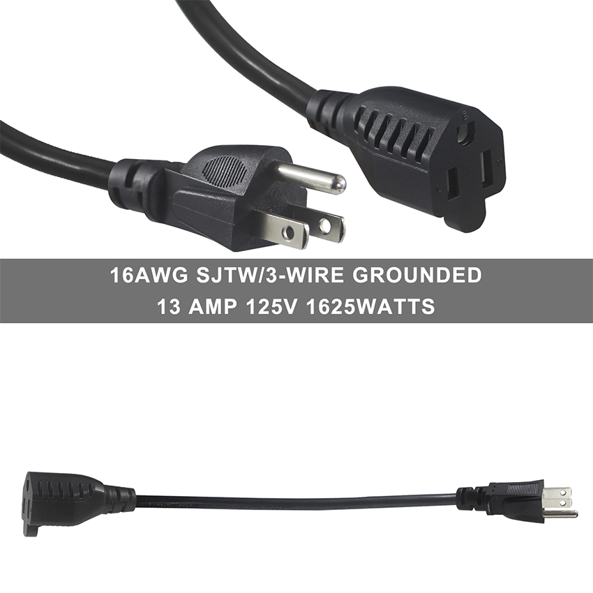 NEMA 5-15P to NEMA 5-15R Power Cord Extension Cable