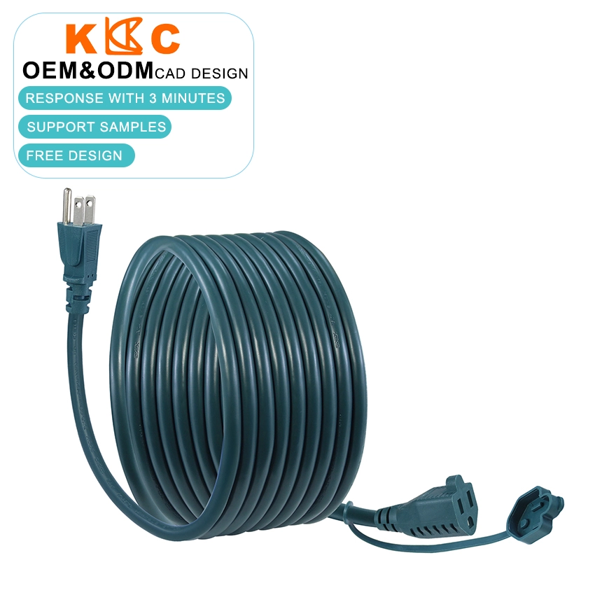 Green NEMA 5-15P to 5-15R Extension Cord