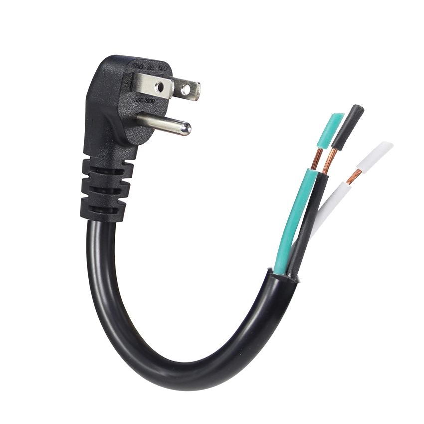 Right Angle NEMA 5-15P to Stripped Bare Wire Replacement Power Cord