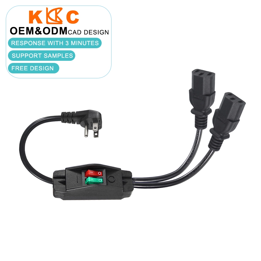 NEMA 5-15P to Dual IEC C13 Power Splitter Cord with Independent Switches NEMA 5-15P to Dual IEC C13 Power Splitter Cord with Independent Switches
