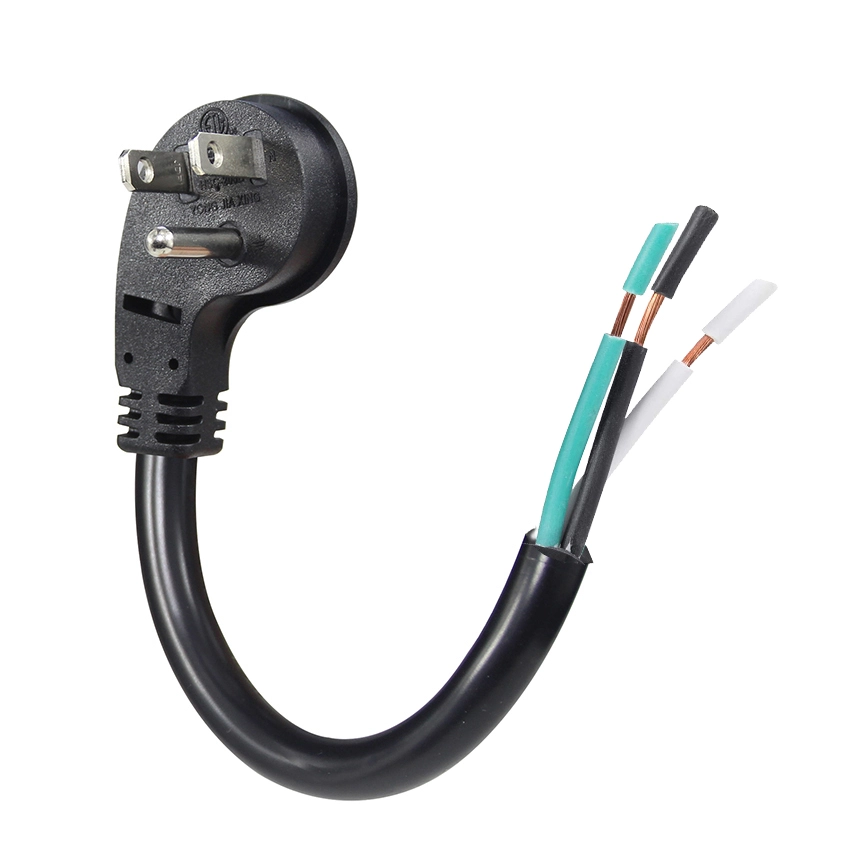 NEMA 5-15P Right Angle to Open End / Stripped End Replacement Power Cord