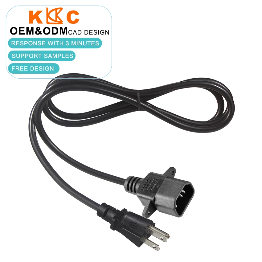NEMA 5-15P to Panel Mount IEC320 C14 Power Cord NEMA 5-15P to Panel Mount IEC320 C14 Power Cord