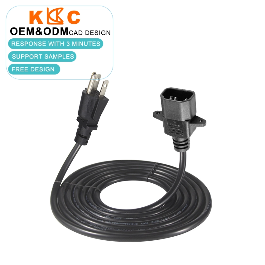 NEMA 5-15P to Panel Mount IEC320 C14 Power Cord NEMA 5-15P to Panel Mount IEC320 C14 Power Cord