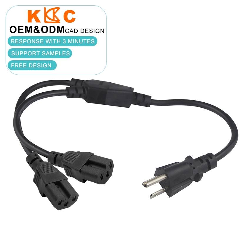 1 to 2 NEMA 5-15P to C15 Power Extension Cable 1 to 2 NEMA 5-15P to C15 Power Extension Cable