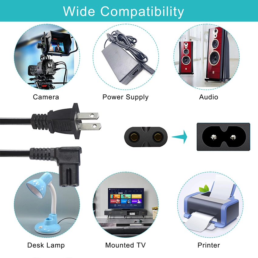 NEMA 1-15P to Right Angle IEC320 C7 Power Cord NEMA 1-15P to Right Angle IEC320 C7 Power Cord