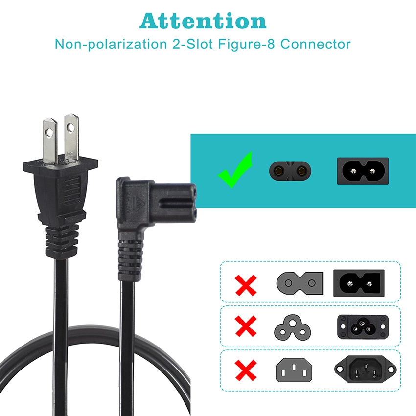 NEMA 1-15P to Right Angle IEC320 C7 Power Cord NEMA 1-15P to Right Angle IEC320 C7 Power Cord