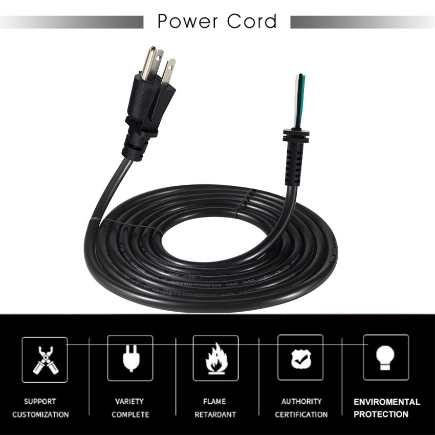NEMA 5-15P to Stripped End Power Cord with Strain Relief NEMA 5-15P to Stripped End Power Cord with Strain Relief