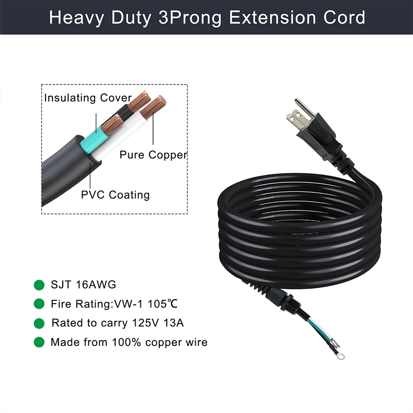 NEMA 5-15P Open End Power Cable with Terminals and Strain Relief Connector NEMA 5-15P Open End Power Cable with Terminals and Strain Relief Connector