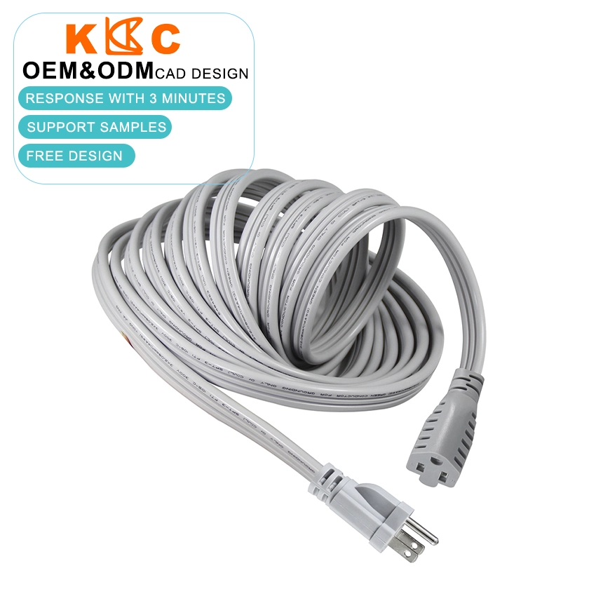 Gray NEMA 5-15P to 5-15R power cable