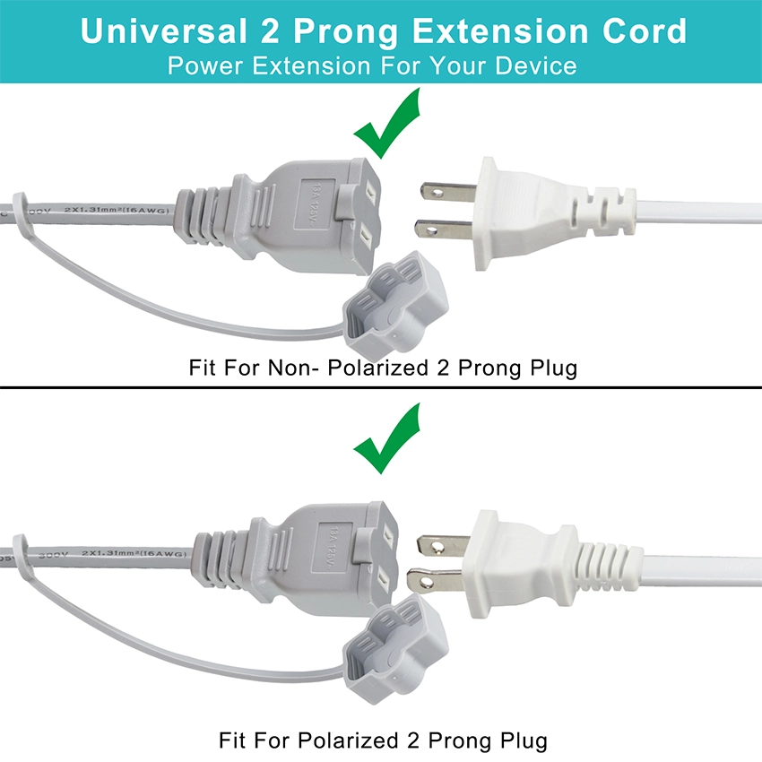 Gray NEMA1-15P to 1-15R power cable