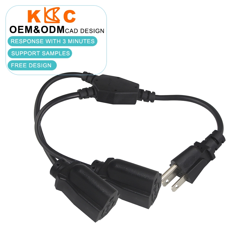 NEMA 5-15P to Dual NEMA 5-15R Y-Splitter Power Cord