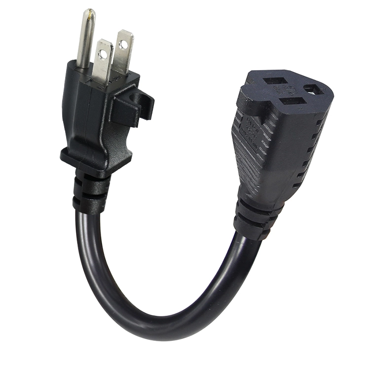 NEMA 5-15P to 5-15R Cord with Safety Cover and Mounting Clip