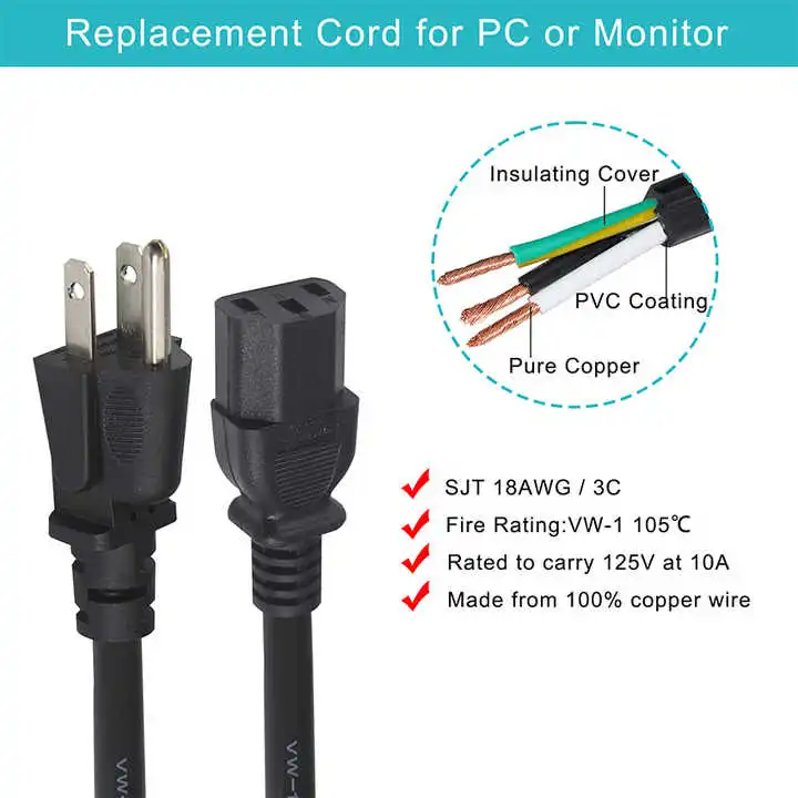 NEMA 5-15P to IEC C13