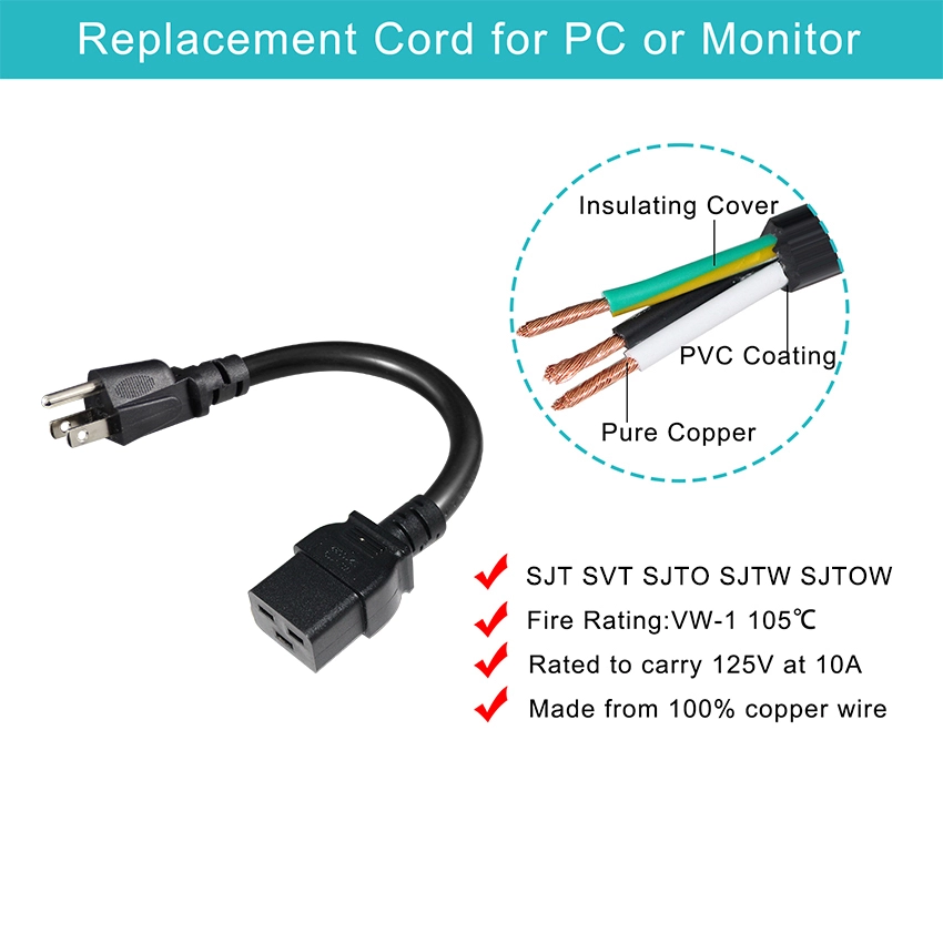 c19 to nema 5 15p Power Cord