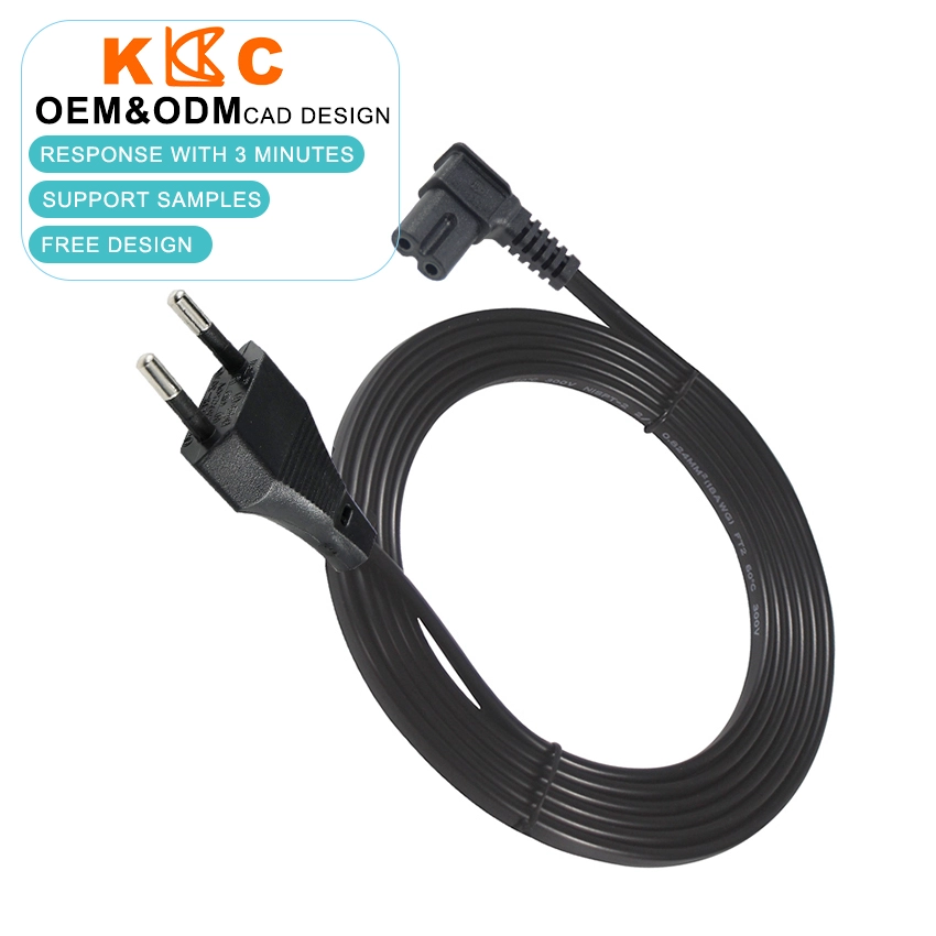 Euro 2 Pin Plug to Right Angle IEC C7 Power Cord Euro 2 Pin Plug to Right Angle IEC C7 Power Cord