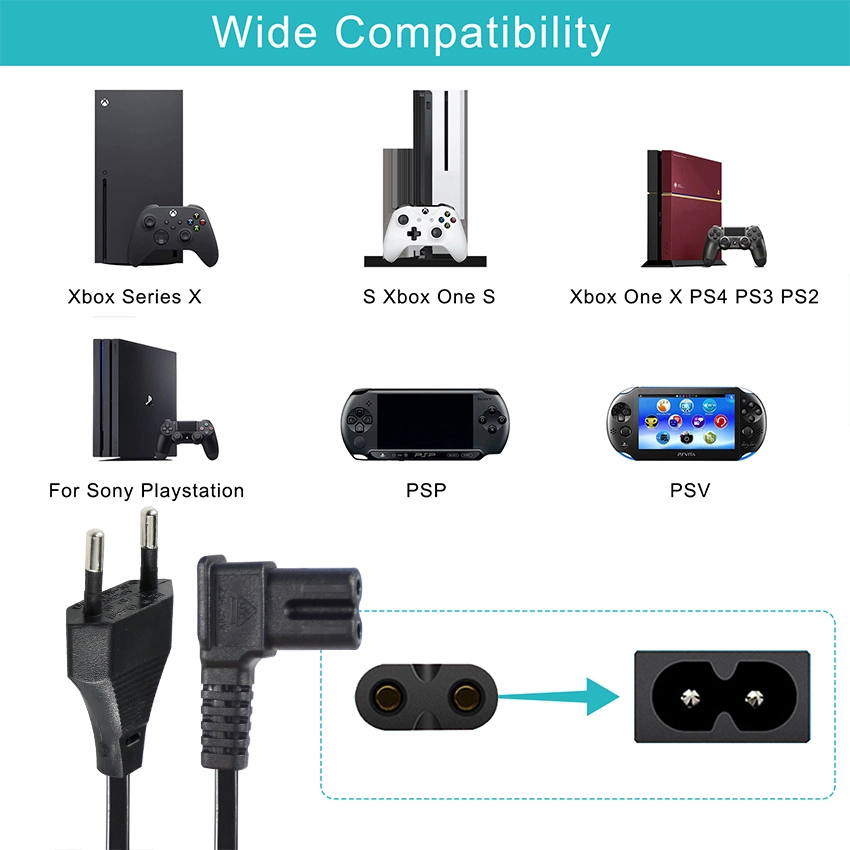 Euro 2 pin plug to right angle IEC C7 power cord Euro 2 pin plug to right angle IEC C7 power cord