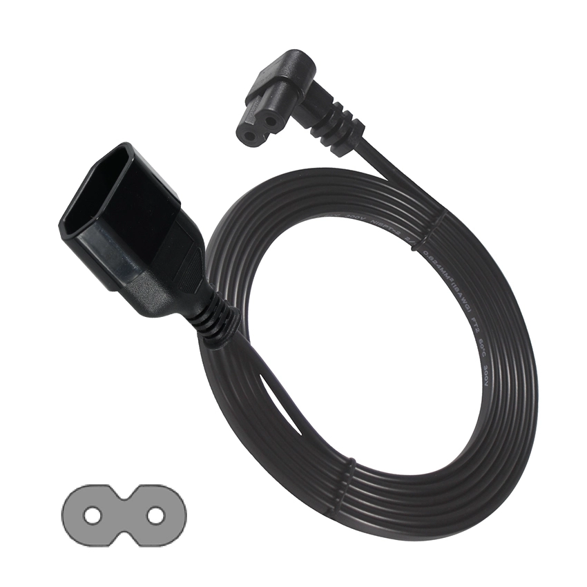European 2-Pin Female Socket to Right Angle IEC C7 Power Cable
