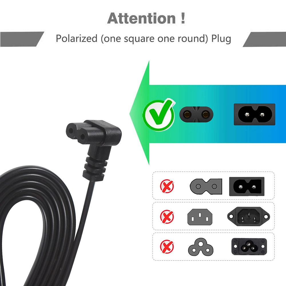 European 2-Pin Female Socket to Right Angle IEC C7 Power Cable