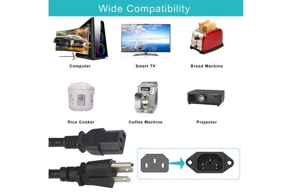 16AWG US AC Power Cord -NEMA 5-15P to IEC C13
