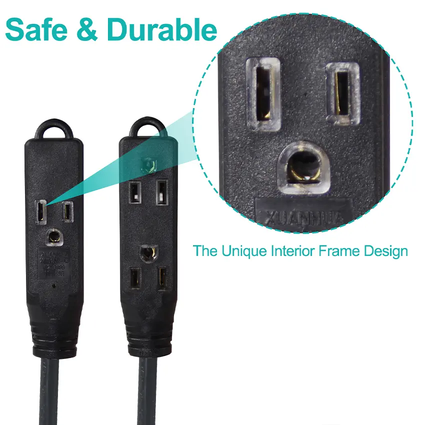 NEMA 1-15P to Multi-Outlet NEMA 1-15R Indoor Extension Cord