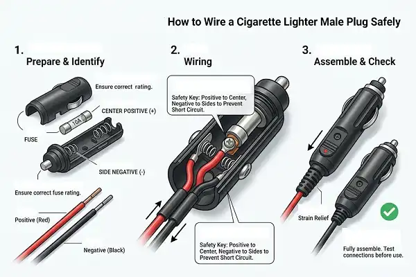 How to Wire a Cigarette Lighter Male Plug Safely