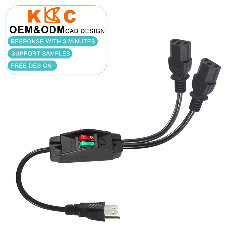 NEMA 5-15P to Dual IEC C13 Power Splitter Cord with Independent Switches