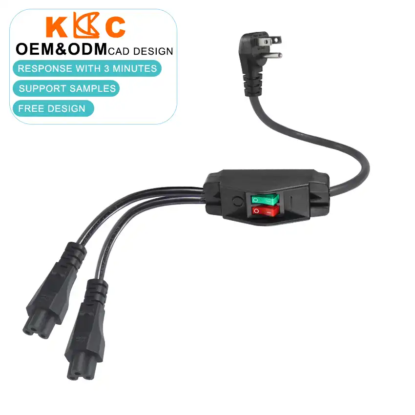NEMA 5-15P to Dual IEC C5 Power Splitter Cord with Independent Switches