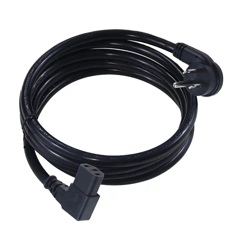 Low Profile 45-Degree NEMA 5-15P to Right Angle C13 Power Cord