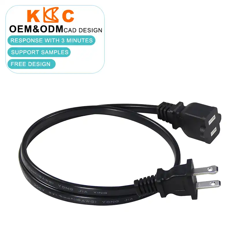 NEMA 1-15P to NEMA 1-15R 2-Prong Power Extension Cord
